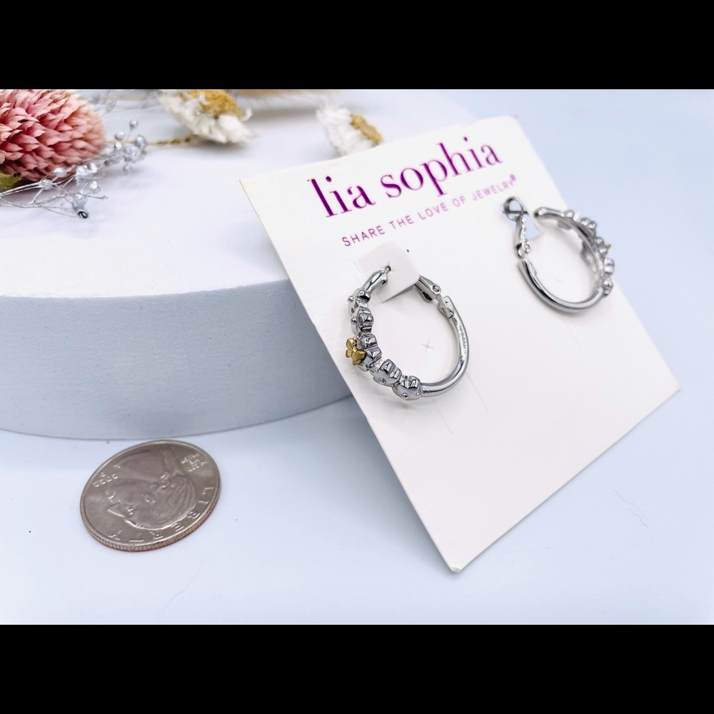 Lia Sophia Gold Butterfly Silver Hoop Earrings Signature